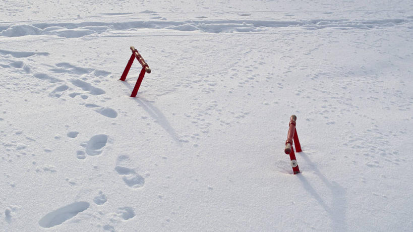 无人,横图,俯视,室外,白天,雪,脚印,天气,寒冷,摄影,雪橇,彩图,高角度拍摄