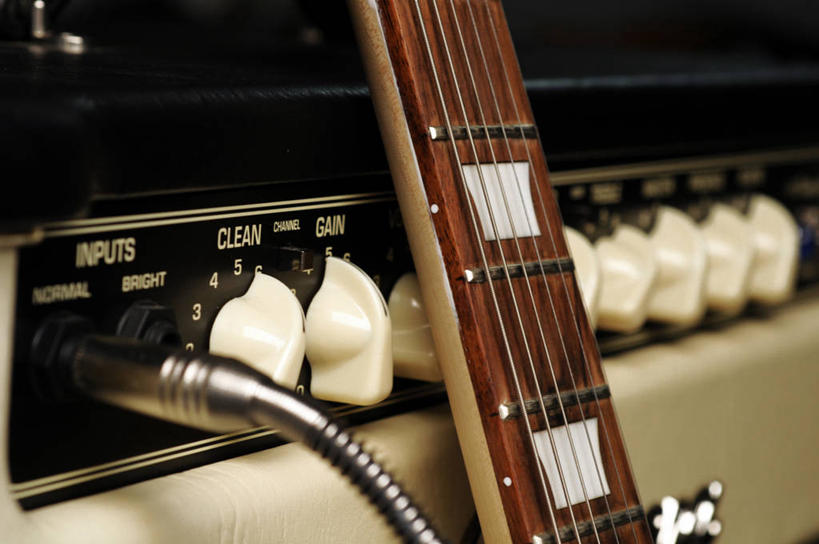 无人,横图,室内,特写,白天,复古,技术,意大利,电吉他,吉他,乐器,古典,音乐,摄影,英文字母,部分,扩音器,旋钮,彩图