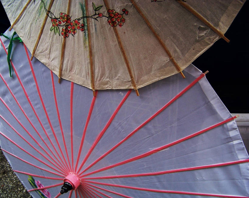 无人,横图,室外,特写,白天,美国,花纹,纸,油纸伞,阳伞,两个,摄影,保护,简单,伊利诺斯州,芝加哥市,彩图,传统文化