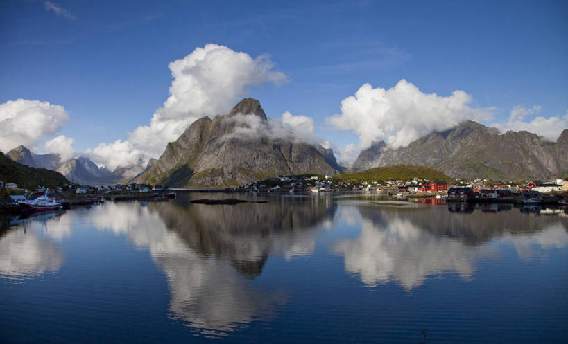 无人,横图,室外,白天,湖,美景,山,山脉,船,挪威,反射,景观,云,风景,天空,自然,景色,摄影,宁静,自然风光,南锡,彩图