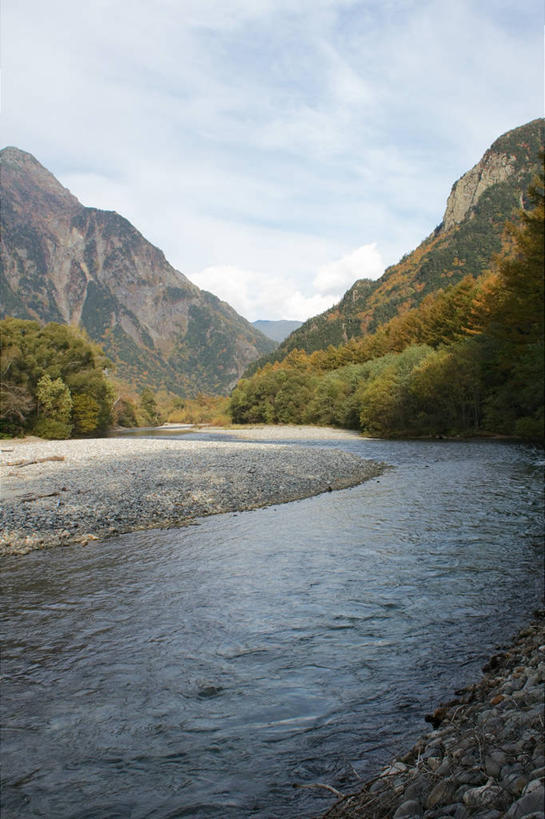 无人,竖图,室外,白天,河流,山,长野县,日本,亚洲,地形,山谷,风景,自然,摄影,东亚,本州,本州岛,日本国,中部地方,长野,上高地,彩图