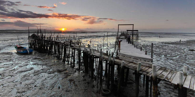 码头,横图,室外,日落,水,太阳,船,葡萄牙,沙子,云,天空,自然,运输,摄影,退潮,宁静,阿连特茹,海滩,彩图