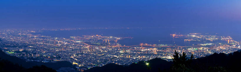 无人,横图,全景,俯视,室外,度假,海洋,美景,城市风光,城市,日本,日本文化,景观,娱乐,天空,自然,黄昏,享受,休闲,景色,放松,摄影,照亮,神户,彩图,高角度拍摄