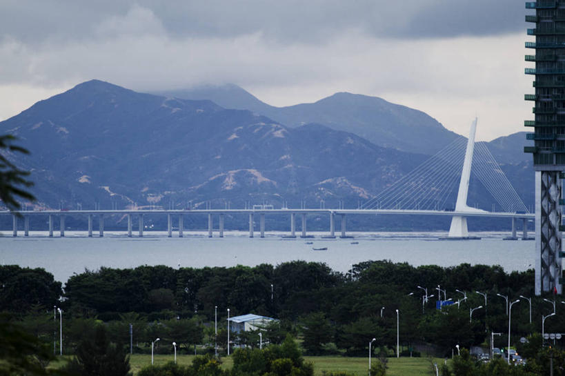 无人,横图,室外,白天,海洋,山,山脉,建筑,船,深圳,香港,云,桥,联系,草,树,天空,自然,摄影,中国文化,彩图