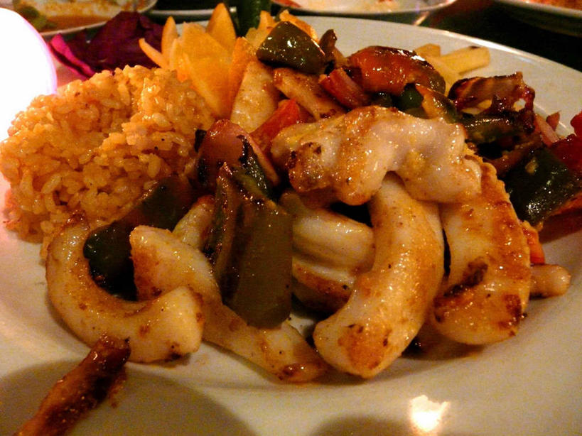 无人,横图,室内,特写,白天,鱿鱼,埃及,饮食,盘子,摄影,中东,膳食,清新,健康食物,埃及文化,海产,彩图