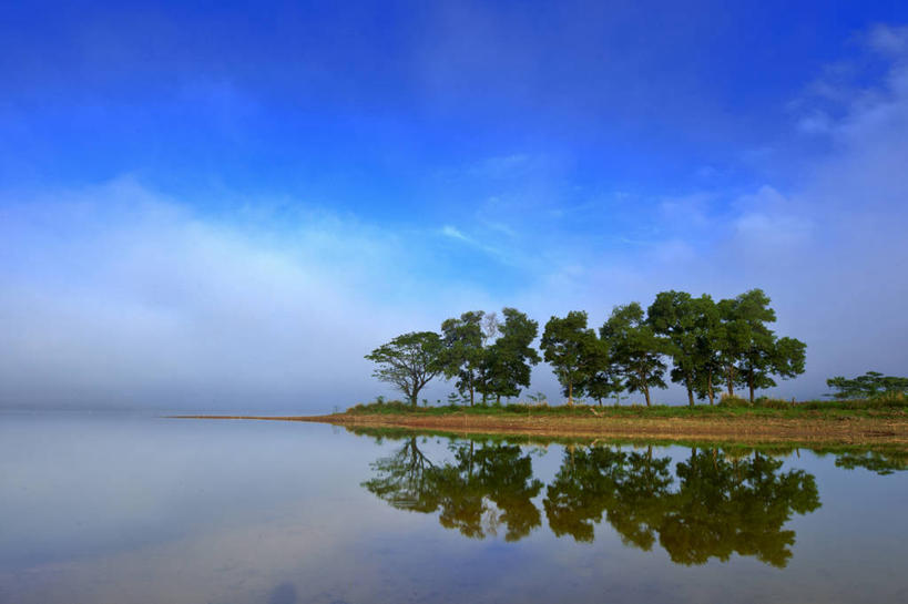 无人,横图,室外,白天,河流,反射,云,树,风景,天空,自然,摄影,宁静,拉丁美洲,多米尼加共和国,彩图