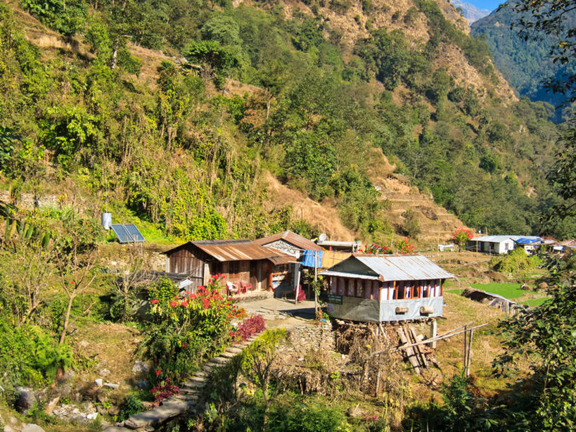 无人,农场,横图,室外,白天,美景,建筑,尼泊尔,房屋,景观,树,自然,景色,摄影,生长,宁静,自然风光,农舍,彩图