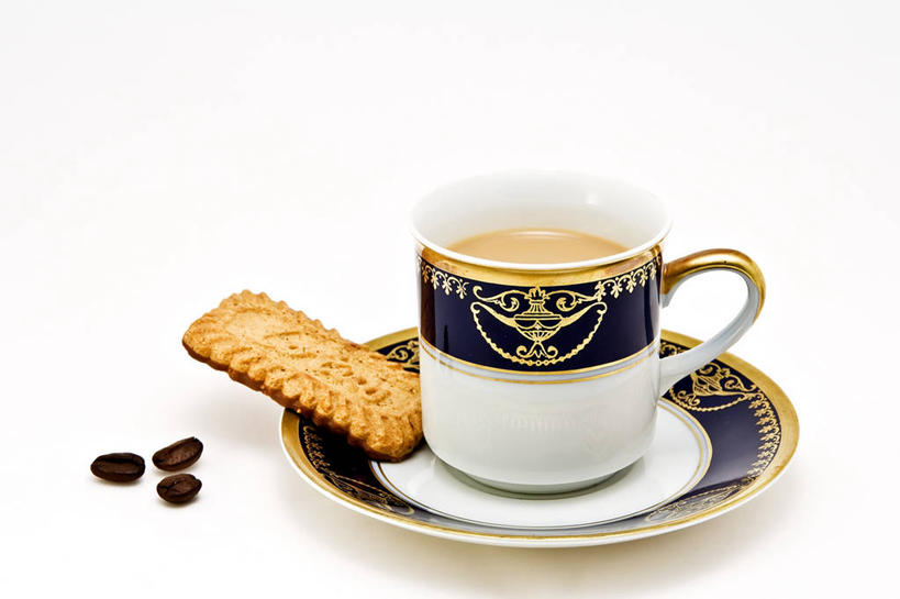 无人,横图,特写,白色背景,复古,静物,食品,咖啡杯,曲奇,古典,饮食,饮料,茶碟,摄影,清新,捷克共和国,彩图,影棚拍摄