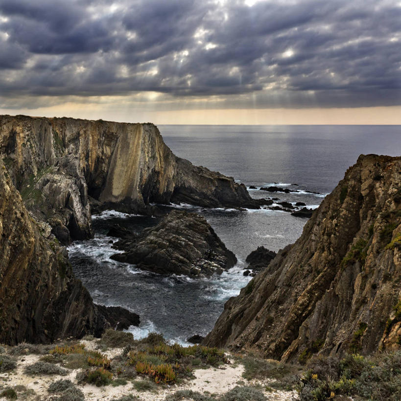无人,方图,室外,海洋,葡萄牙,悬崖,云,风景,天空,自然,黄昏,摄影,宁静,海景,岩石,彩图