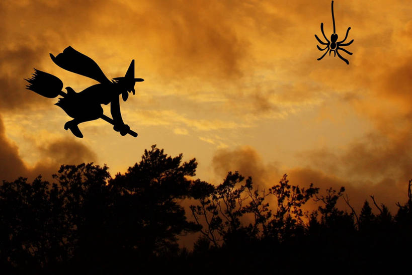 成年人,一个人,坐,横图,室外,侧面,神秘,瑞典,仅一个女性,蜘蛛,扫帚,云,半空,飞,天空,黄昏,围巾,幻想,摄影,怪异,巫婆帽,剪影,女巫,彩图