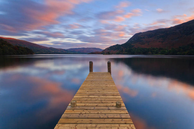 无人,横图,室外,湖,日落,山,英国,反射,云,风景,天空,自然,黄昏,摄影,宁静,坎布里亚,彩图