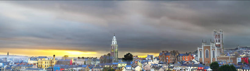 无人,横图,全景,俯视,室外,度假,美景,日落,天际线,城市风光,城市,爱尔兰,景观,乌云,软木塞,天气,娱乐,享受,休闲,景色,放松,摄影,照亮,发展,科克郡,彩图,高角度拍摄