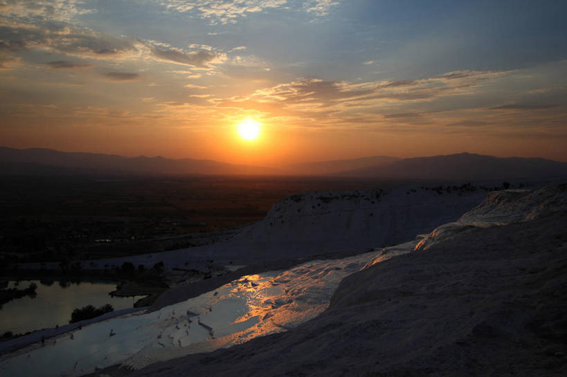 无人,横图,室外,美景,日落,山,山脉,太阳,亚洲,景观,云,风景,天空,自然,景色,摄影,宁静,自然风光,彩图,棉花堡