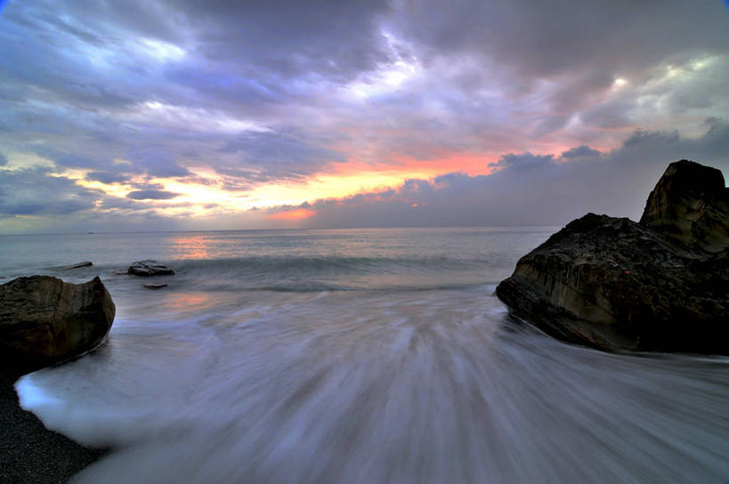 无人,横图,室外,长时间曝光,海洋,美景,日落,水,多云,台湾,反射,景观,水平线,风景,自然,波浪,景色,摄影,宁静,自然风光,屏东县,岩石,彩图