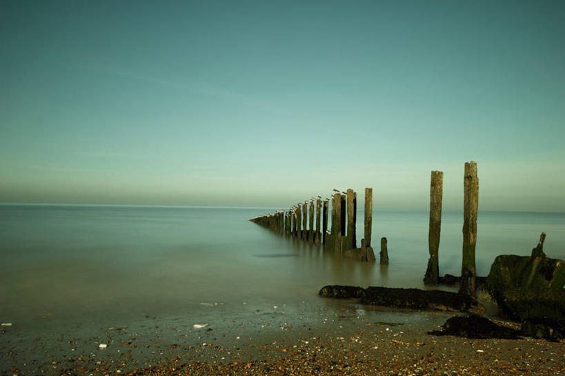 无人,横图,室外,白天,海洋,英国,反射,天空,自然,木桩,摄影,宁静,海滩,彩图