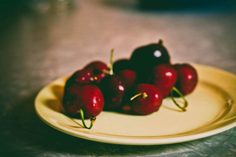 无人,横图,室内,樱桃,水果,美国,饮食,黄色,红色,盘子,摄影,清新,健康食物,彩图