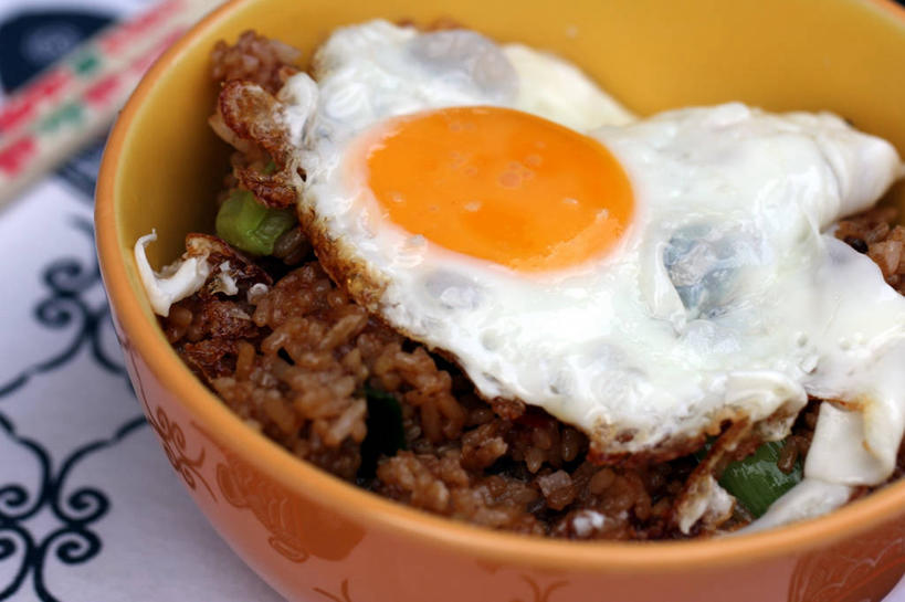 无人,横图,室内,特写,桌子,德国,炒饭,蛋黄,煎蛋,饮食,碗,摄影,清新,彩图