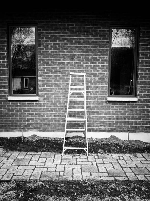 无人,竖图,室外,白天,窗户,加拿大,梯子,砖墙,摄影,后院,魁北克,蒙特利尔,彩图