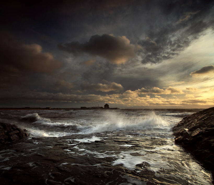 无人,横图,室外,海洋,日落,水,暴风雨,多云,英国,溅,水平线,云,首都,风景,波浪,摄影,海景,爱丁堡,彩图,海港