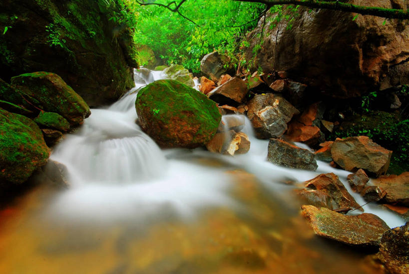 无人,横图,室外,白天,长时间曝光,石头,美景,印度,景观,流水,苔藓,小溪,自然,景色,摄影,宁静,自然风光,浦那,岩石,彩图