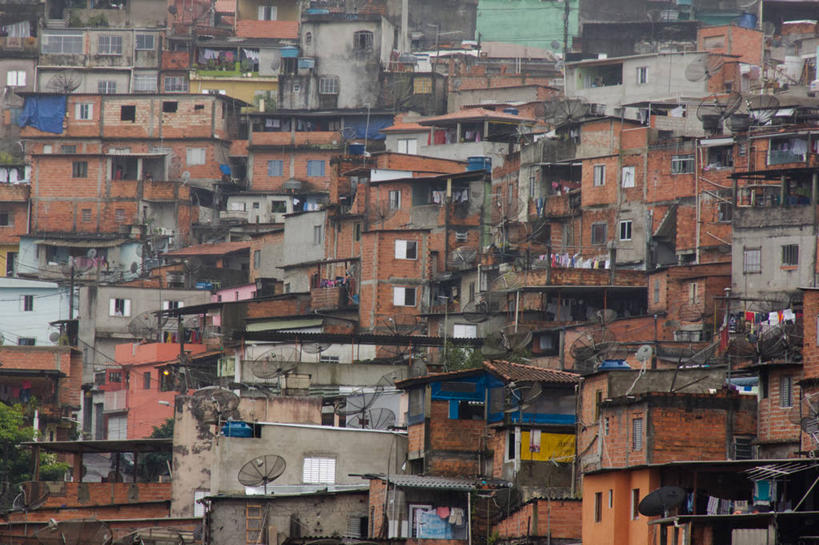 无人,横图,室外,白天,山,建筑,巴西,房屋,社区,摄影,卫星天线,圣保罗州,贫民窟,彩图