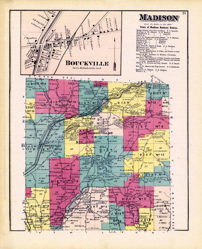 无人,竖图,地图,城镇,历史,古董,纽约州,麦迪逊,彩图