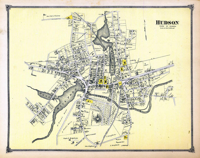 无人,横图,地图,城镇,历史,古董,马萨诸塞,彩图,哈德孙河