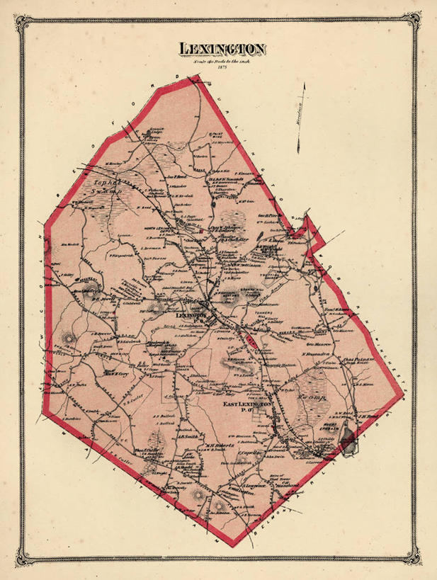 无人,竖图,地图,历史,古董,马萨诸塞,列克星敦,彩图