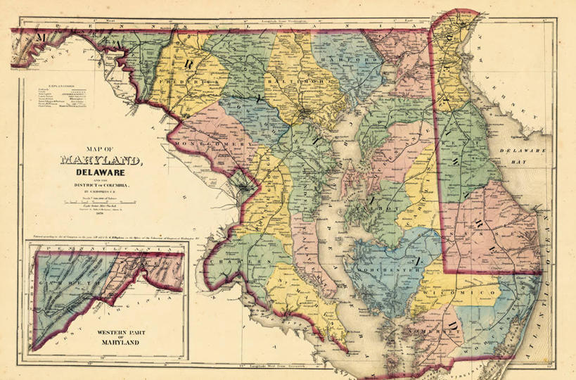 无人,横图,地图,历史,古董,巴尔的摩,马里兰,彩图