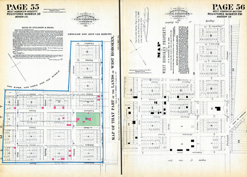 无人,横图,地图,城镇,历史,古董,霍博肯,新泽西,彩图
