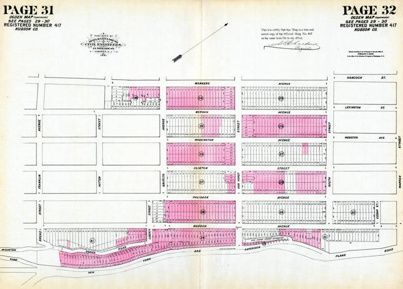 无人,横图,地图,城镇,历史,古董,新泽西,奥格登,哈德逊县,彩图