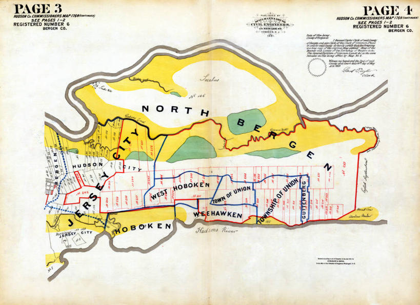 无人,横图,地图,城镇,历史,古董,新泽西,哈德逊县,彩图