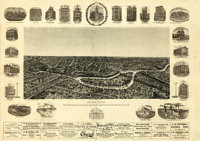 无人,横图,俯视,地图,历史,古董,德克萨斯,达拉斯市,彩图,高角度拍摄