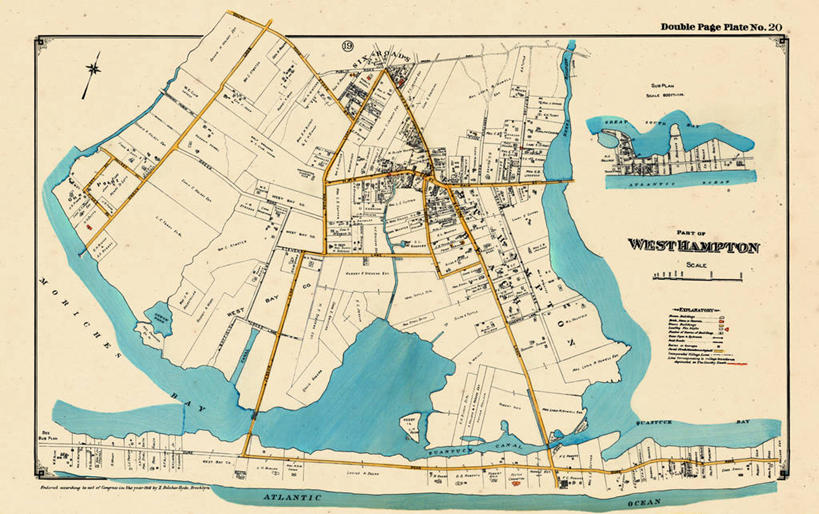 无人,横图,地图,城镇,历史,古董,长岛,纽约州,彩图