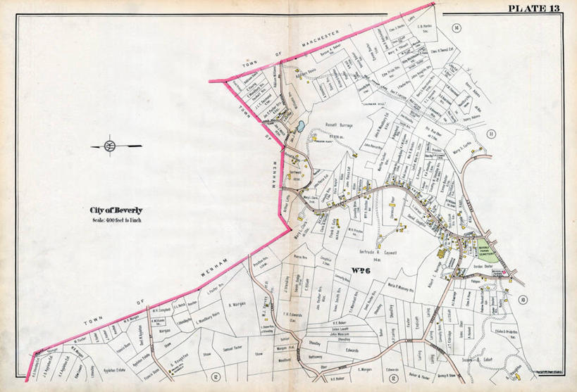 无人,横图,地图,城镇,历史,古董,马萨诸塞,彩图,贝弗利