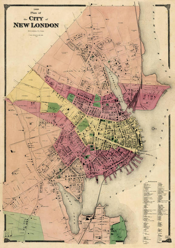 无人,竖图,地图,美国,城镇,历史,古董,北美,北美洲,美洲,北亚美利加洲,亚美利加洲,康涅狄格,康涅狄格州,宪法之州,豆蔻之州,新伦敦县,彩图,美利坚合众国