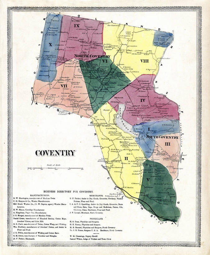 无人,竖图,地图,历史,古董,康涅狄格州,考文垂,彩图