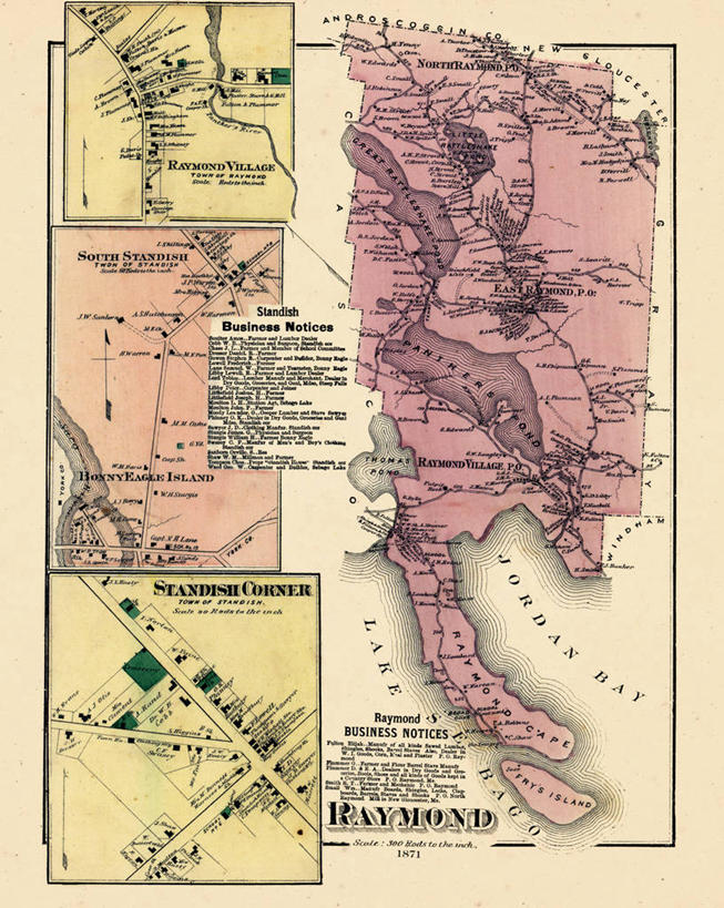无人,竖图,地图,城镇,历史,古董,缅因州,彩图,雷蒙德