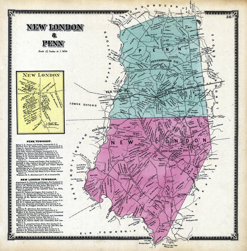 无人,竖图,地图,正方形,城镇,历史,古董,宾夕法尼亚,新伦敦,彩图