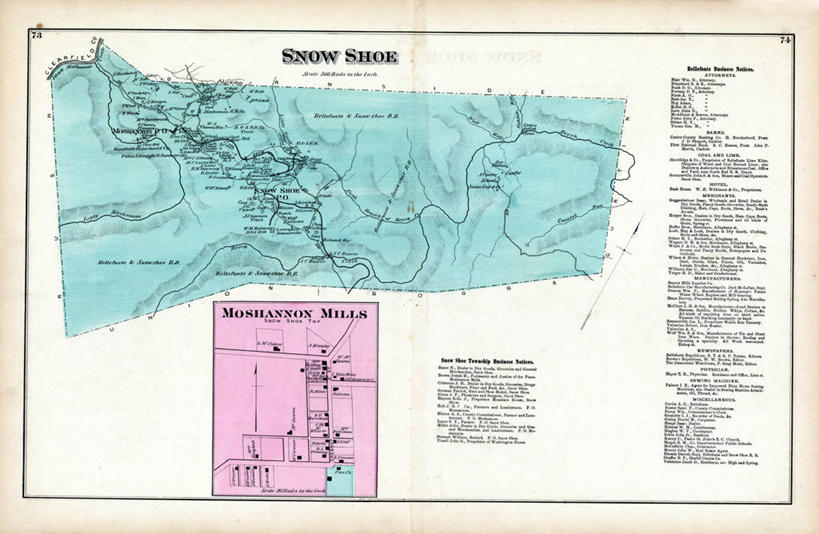无人,横图,地图,城镇,历史,古董,雪鞋,宾夕法尼亚,彩图