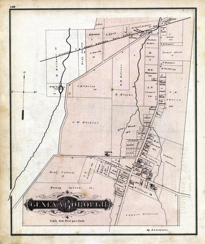 无人,竖图,地图,城镇,历史,古董,宾夕法尼亚,日内瓦,彩图
