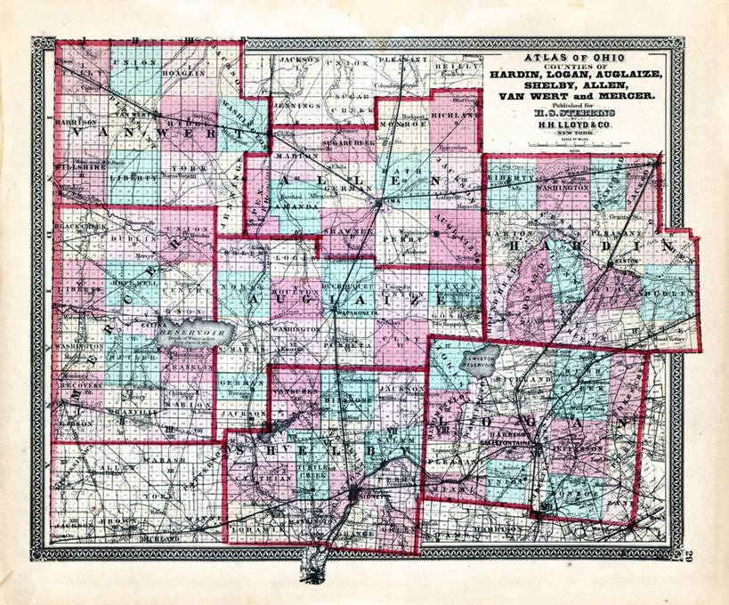 无人,横图,地图,历史,古董,俄亥俄州,彩图