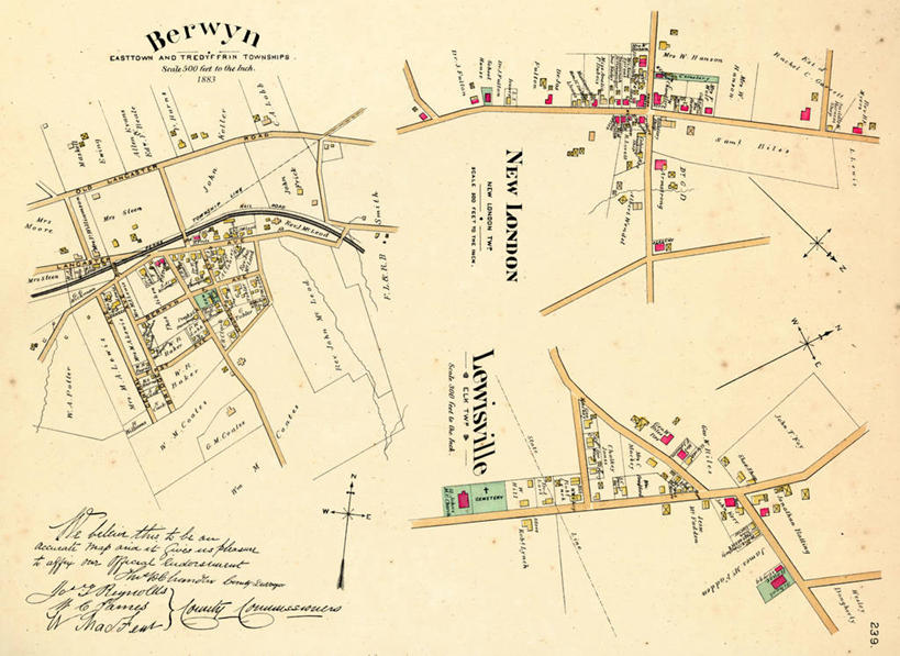 无人,横图,地图,城镇,历史,古董,宾夕法尼亚,新伦敦,彩图