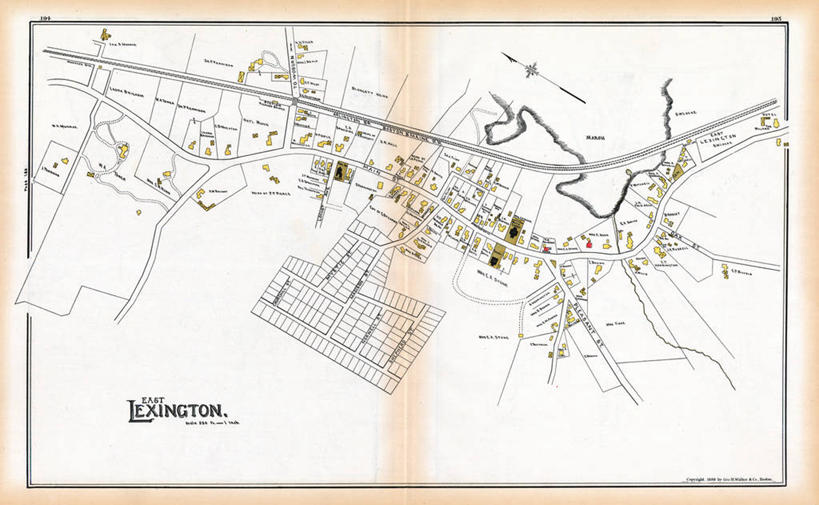 无人,横图,地图,城镇,历史,古董,马萨诸塞,列克星敦,彩图