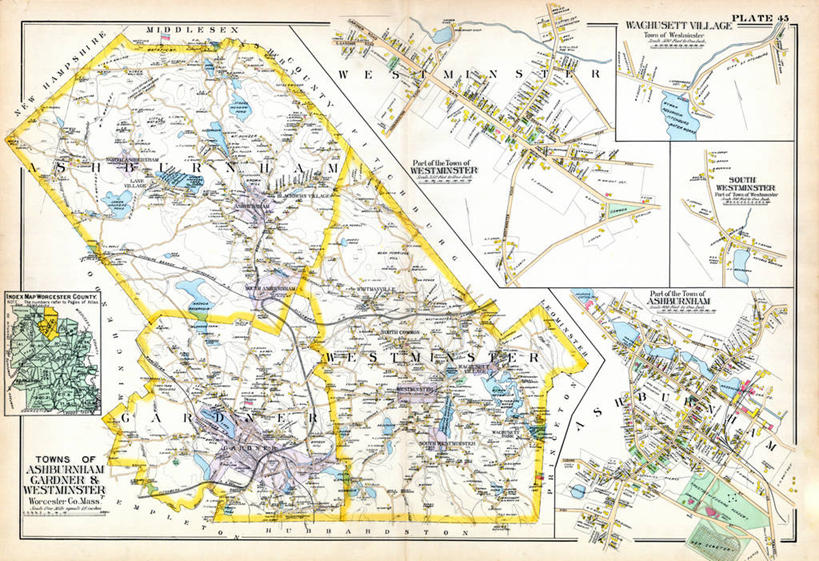 无人,横图,地图,城镇,首都,历史,古董,威斯敏斯特市,马萨诸塞,彩图