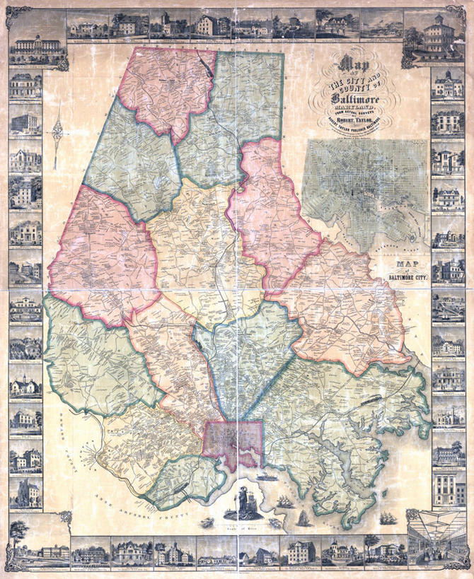 无人,竖图,地图,历史,古董,巴尔的摩,马里兰,彩图