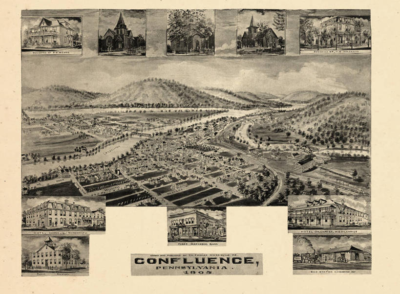 无人,横图,俯视,地图,联系,历史,古董,宾夕法尼亚,彩图,高角度拍摄