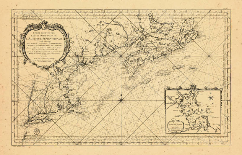 无人,横图,地图,历史,古董,北美,新斯科舍,缅因州,马萨诸塞,爱德华王子岛,彩图,纽宾士域