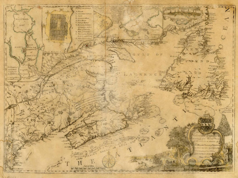 无人,横图,地图,拉布拉多,历史,古董,北美,新斯科舍,爱德华王子岛,彩图,纽宾士域,纽芬兰岛