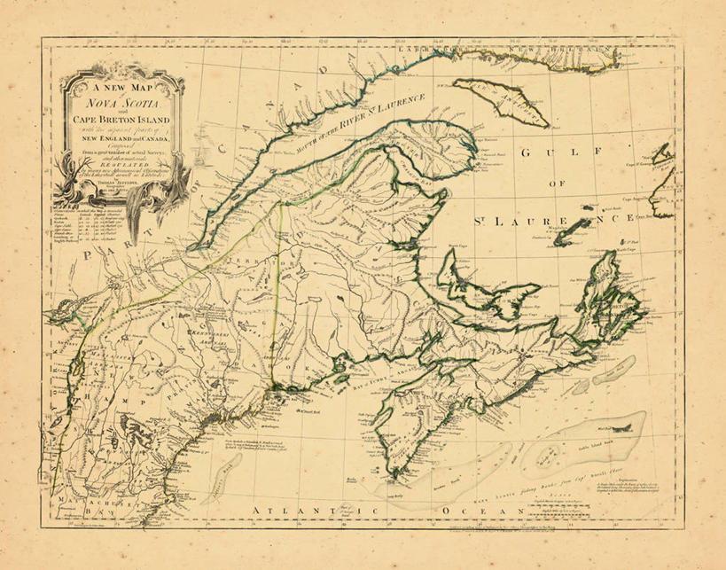 无人,横图,地图,美国,拉布拉多,历史,古董,北美,北美洲,美洲,新斯科舍,缅因州,马萨诸塞,新罕布什尔州,北亚美利加洲,亚美利加洲,新罕布什尔,新罕布夏州,花岗岩州,花冈岩之州,滑雪之州,爱德华王子岛,新英格兰,纽英仑,彩图,纽宾士域,纽芬兰岛,美利坚合众国